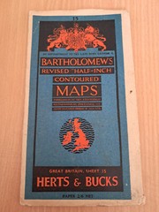 Bartholomew’s Half Inch Map HERTS & BUCKS Sheet 15 Vintage Paper priced 2/6