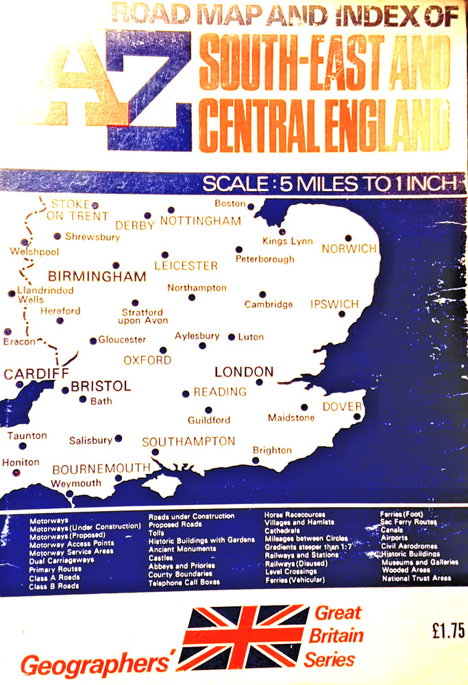 AZ South East and Central England Regional Road Map and Index