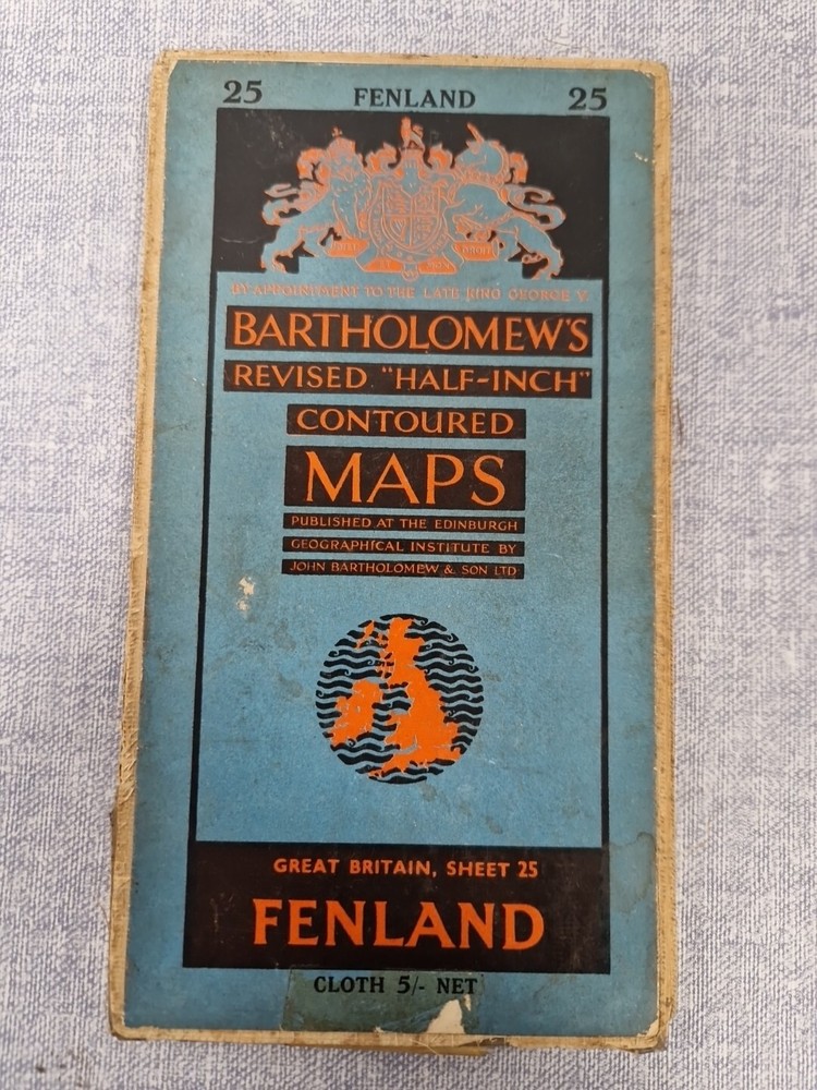 Bartholomew’s Revised Half Inch Map Sheet 25 FENLAND vintage
