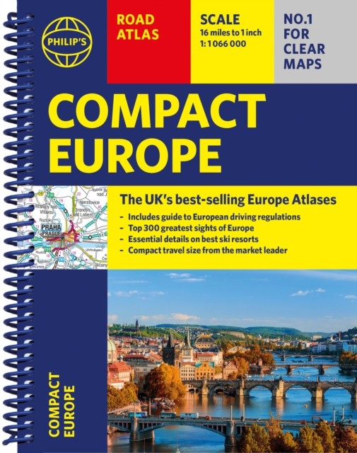 Philip’s Compact Atlas Europe by Philip’s Maps (Spiral bound)