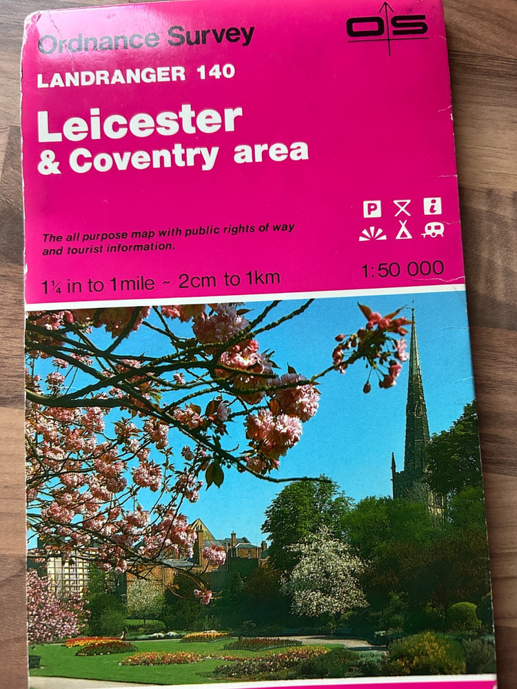 Vintage 1986 LEICESTER AND COVENTRY Landranger Map 140 Ordnance Survey