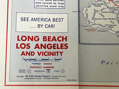 VINTAGE Road Map Long Beach & LA Southern Section Richfield Street Guide 1964