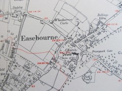 VINTAGE OS MAP MIDHURST & EASEBOURNE AREA SUSSEX 1948 SIX INCHES – ONE MILE