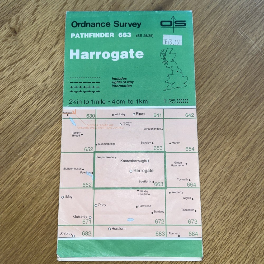 Vintage Ordnance Survey Pathfinder Harrogate 1990 Map 663