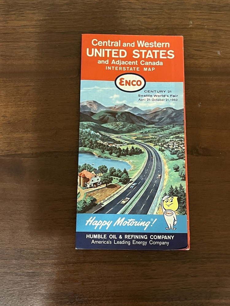 1962 Enco Central and Western United States and Adjacent Canada Map