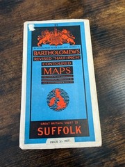 Vintage Bartholomew Half Inch Contoured Map Suffolk Sheet 21