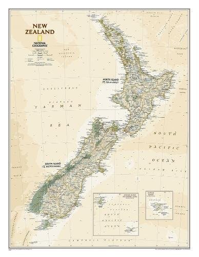 NATIONAL GEOGRAPHIC: NEW ZEALAND EXECUTIVE WALL MAP (23.5 **BRAND NEW**