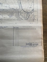 Vintage 1954 OS Large Scale National Grid Map Of Plymstock Nr Plymouth