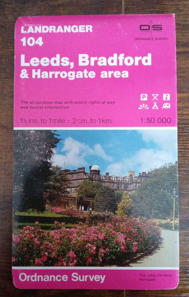 Ordnance Survey Landranger Map Sheet 104 Leeds & Bradford 1984. T3
