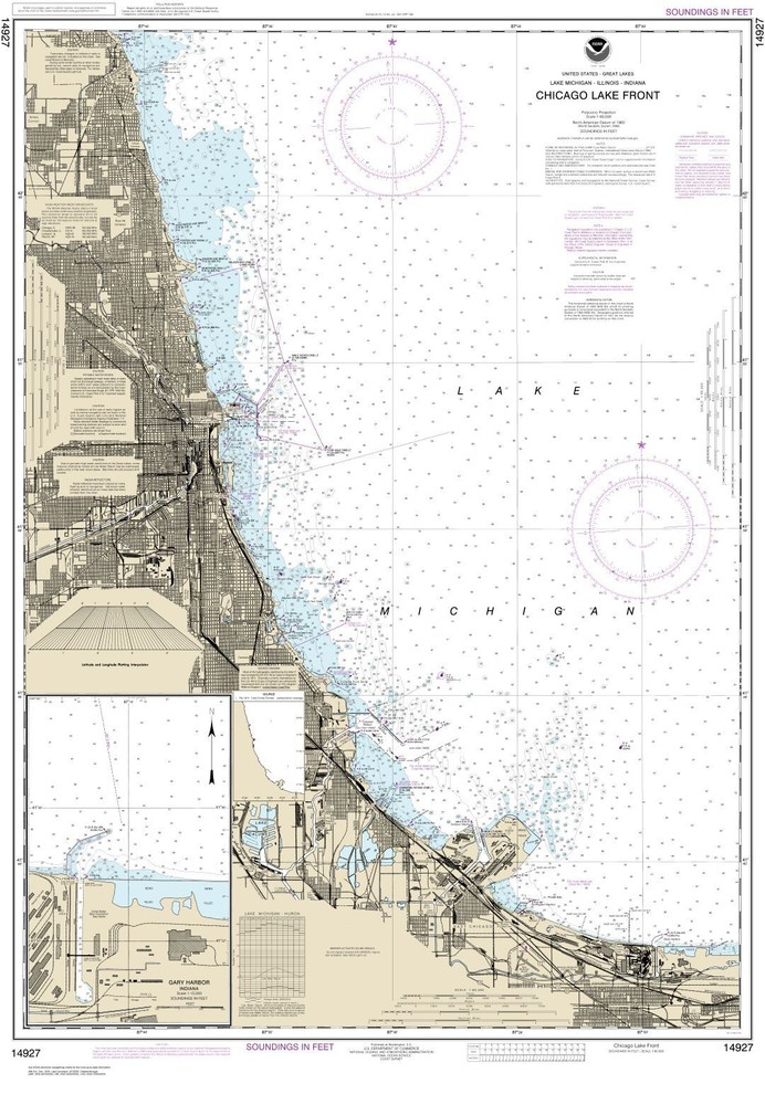 Chicago Lake Front;Gary Harbor | Waterproof NOAA Chart 14927