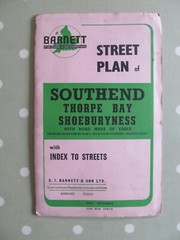 VINTAGE BARNETT STREET PLAN OF SOUTHEND WITH INDEX TO STREETS 1970s