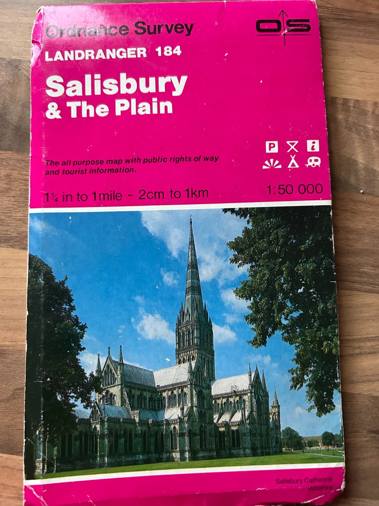Vintage 1991 SALISBURY AND THE PLAIN Ordnance Survey map 184