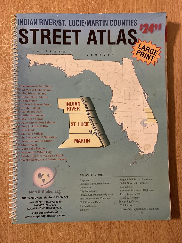Indian River St Lucie Martin Counties Street Atlas (2004 Paperback) Florida