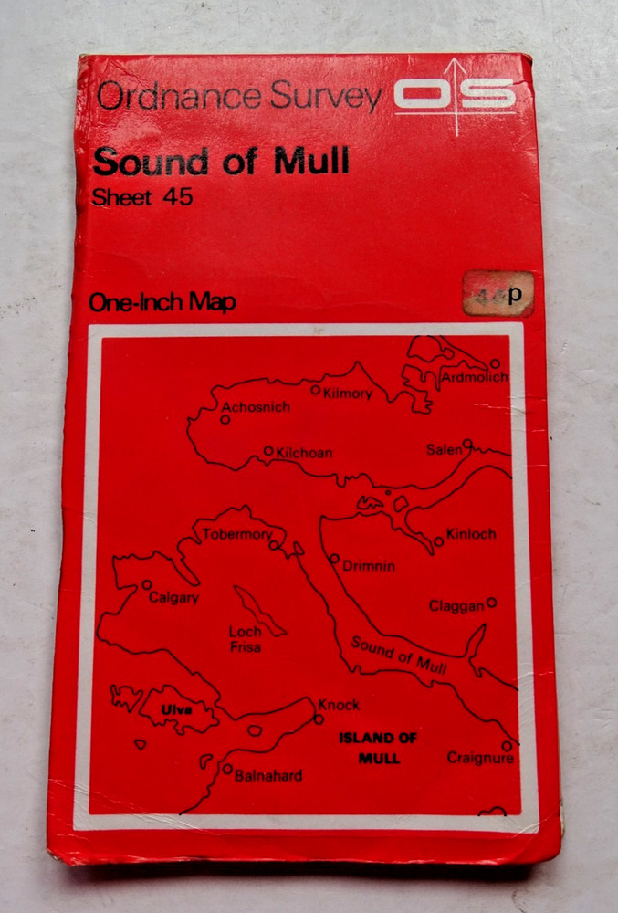 Ordnance Survey Map One Inch Map – Sound of Mull, Scotland – Sheet 45 – 1971