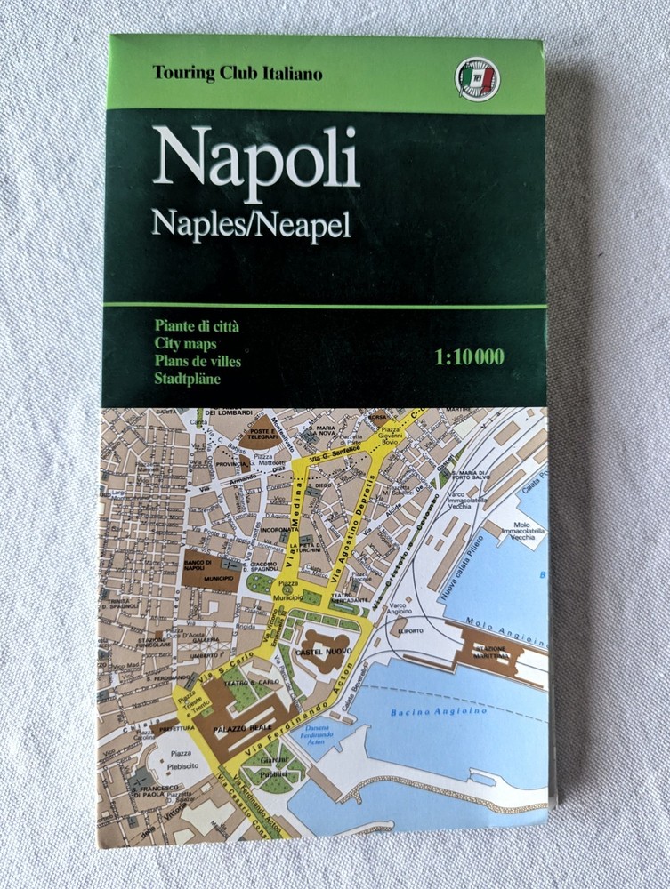 Naples Vintage Touring Club Italiano Folding Paper Map 1996 Street index 1:10000