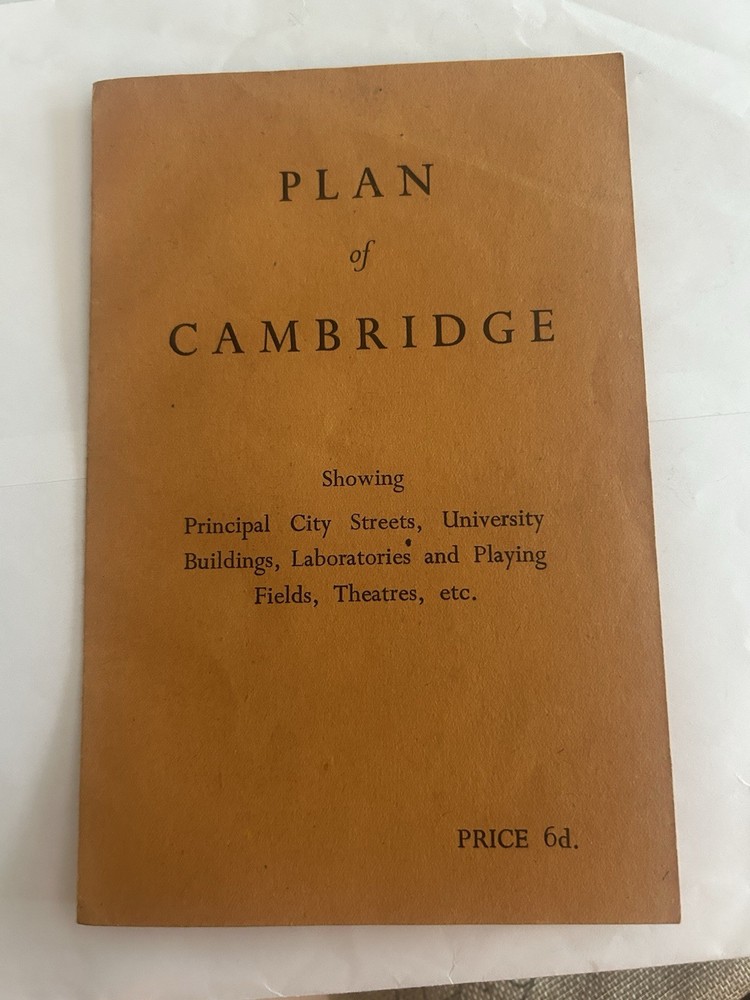 Plan Of Cambridge Uk Early 1950s. Some Creases. Light Pencil On Back See Photos