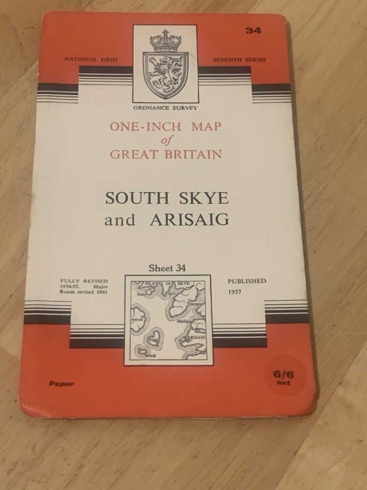 Ordnance Survey One Inch Map 34 Seventh Series South Skye And Arisaig 1957