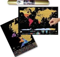 Global Walkabout A3 World & UK Scratch Off Colours Deluxe Poster Black