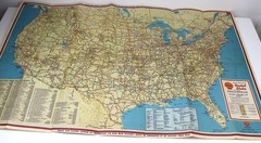 SHELL Map of United States Road USA 1942 Milage Chart Touring Guide Driving Time