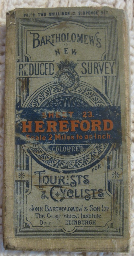 VINTAGE BARTHOLOMEWS ROAD MAP HEREFORD TOURISTS & CYCLISTS no 23