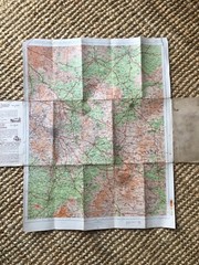Vintage Temple Press Motor Coloured Contour Map. Warwick Coventry Birmingham.