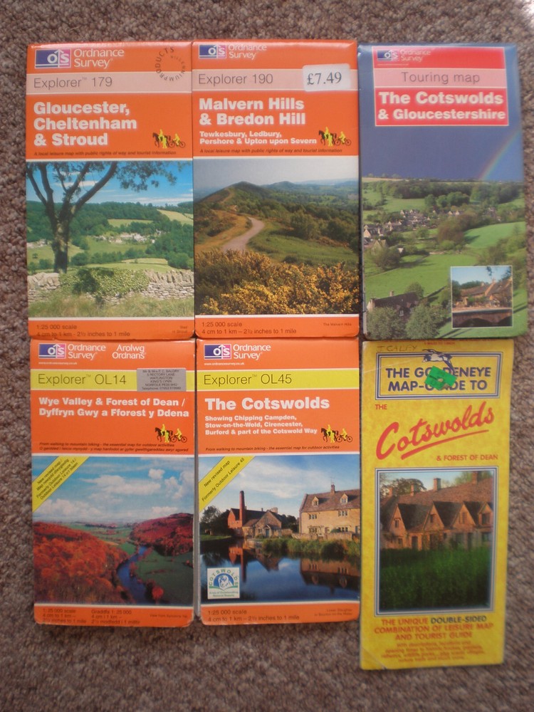 COTSWOLDS GLOUCESTER MALVERN HILLS WYE VALL EXPLORER LOT ORDNANCE SURVEY MAPS OS