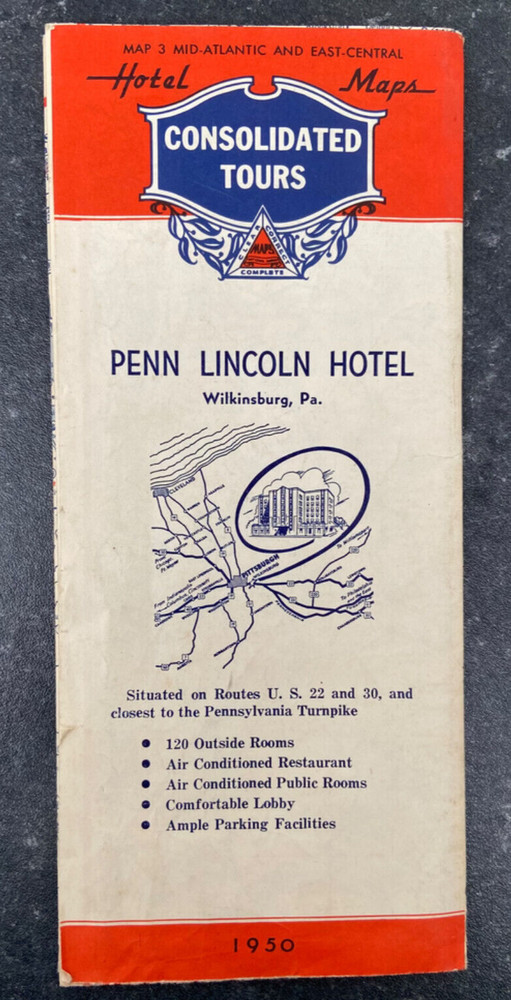 CONSOLIDATED TOURS Hotel Maps Penn Lincoln Hotel 1950