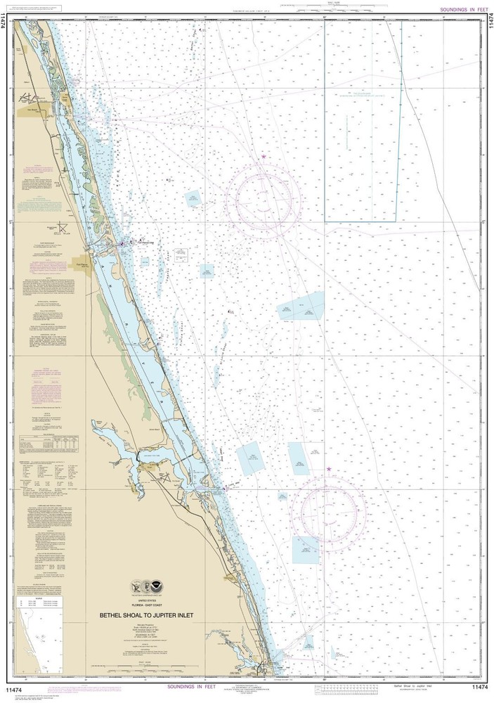 Bethel Shoal to Jupiter Inlet | Waterproof NOAA Chart 11474