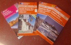 Ordinance Survey maps, vintage job lot 4 pcs Explorer 102 109 122 Landranger 194