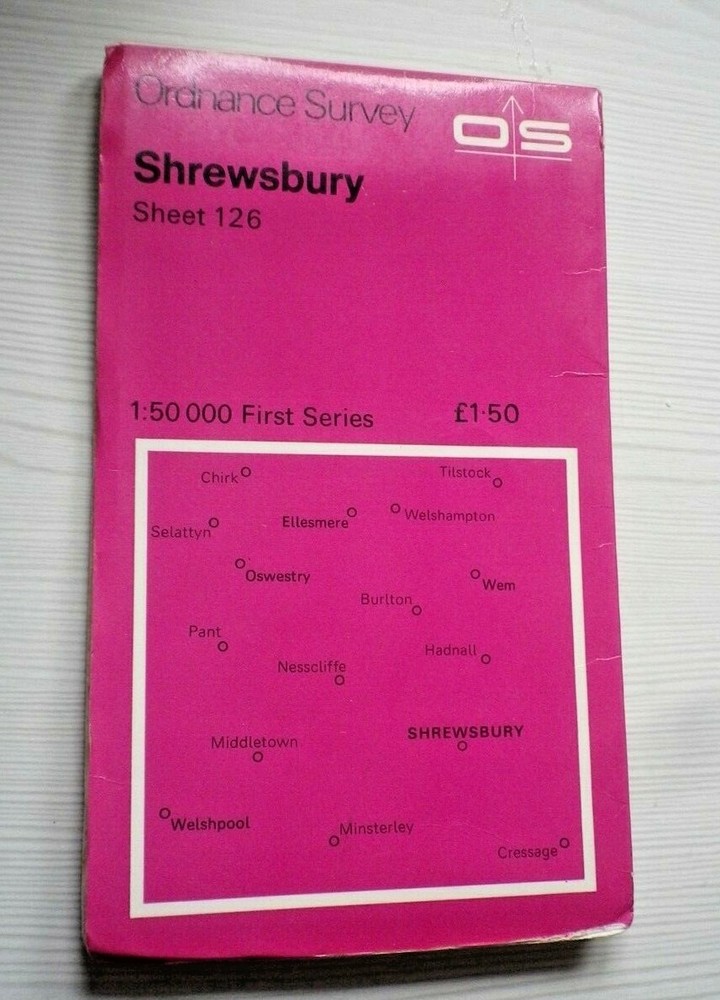 Ordnance Survey Map Sheet 126 Shrewsbury (1:50 000 Map)