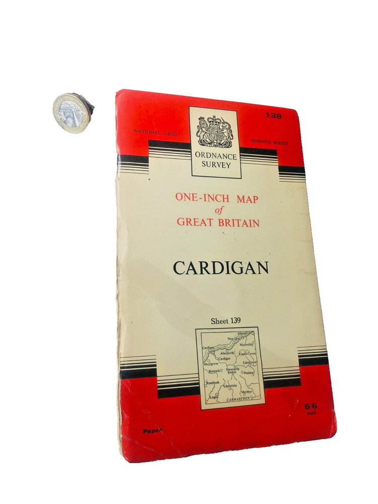 Ordnance Survey Map Cardigan Vintage ra