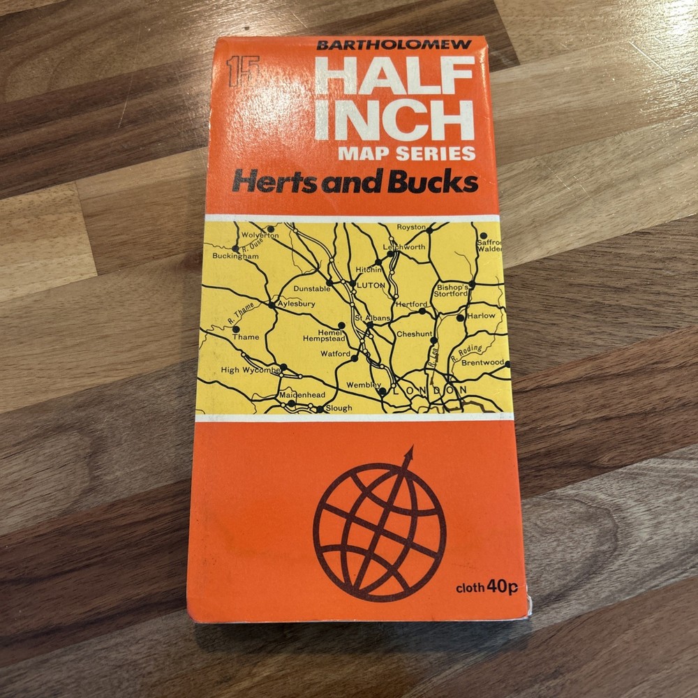 Herts & Bucks – Bartholomew Half Inch Cloth Map No 15 1969
