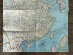 Vintage NATIONAL GEOGRAPHIC 1964 CHINA MAP 25” X 38” Excellent ++ Condition