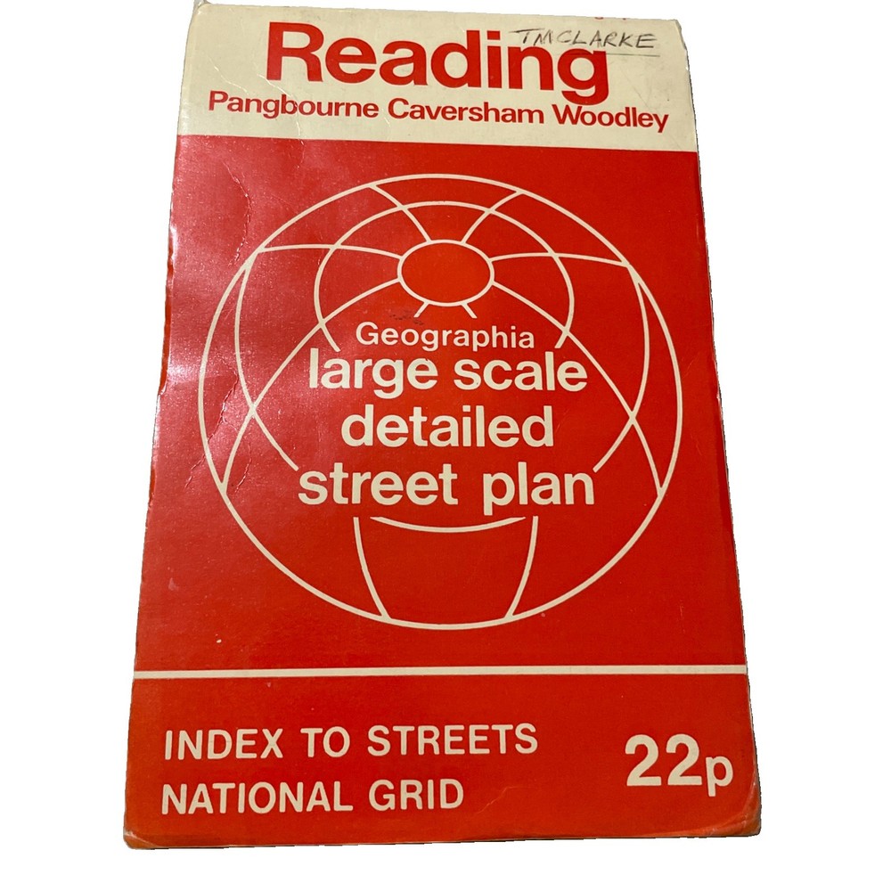 Vintage READING PANGBOURNE CAVERSHAM WOODLEY Geographia STREET MAP of c 1970