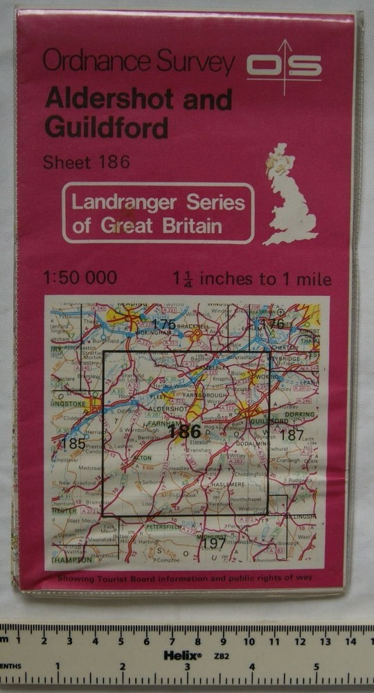 1984 OS Landranger Map Sheet 186 Aldershot and Guildford