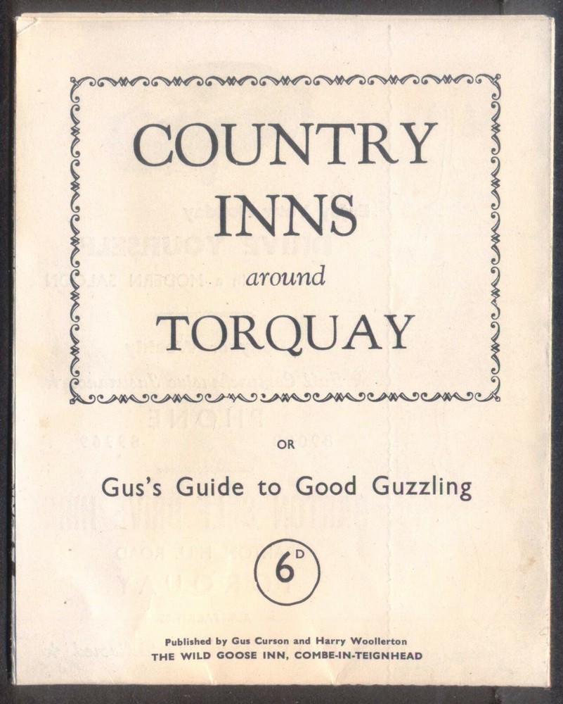 Illustrated Map of Country Inns Around Torquay. Circa 1960s. Free UK Postage