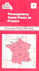 AA Travel Map – Throughway Town Plans in France – Route Planning (1987)