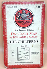 Ordnance Survey Sheet 159 The Chilterns One Inch New Popular Series Map 1940s