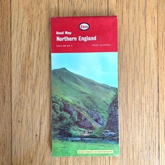 1965 Large ESSO Road Map of Northern England Historic Map incl Manchester, Leeds