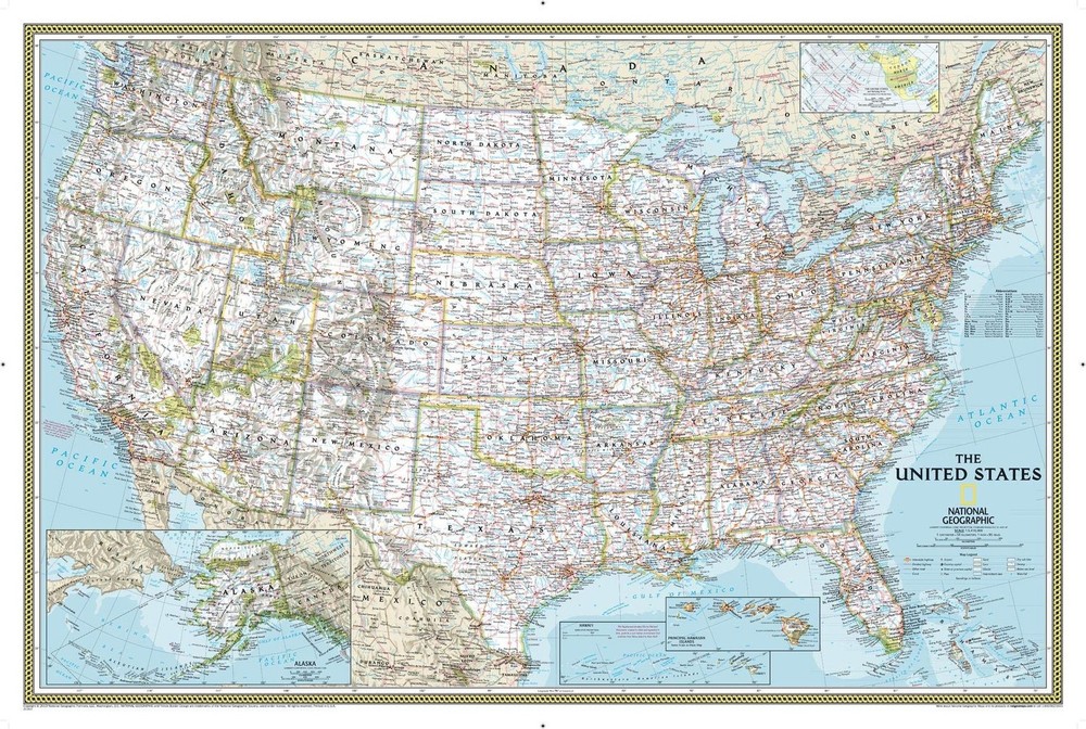 National Geographic United States Wall Map – Classic – Laminated (Poster Size…