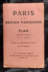 Leconte’s Vintage Map of Paris and Metropolitan Region in Colour – VG Condition