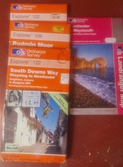 Ordinance Survey maps, vintage job lot 4 pcs Explorer 102 109 122 Landranger 194