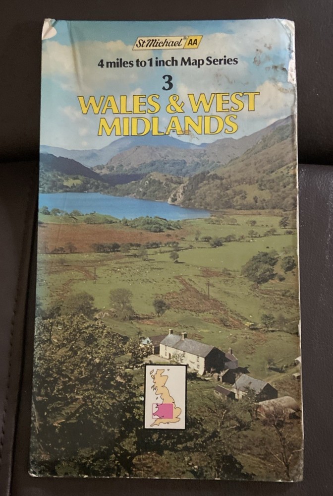 Vintage St Michael:AA Map – Wales & West Midlands 1980