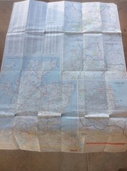1980 AA Fold Out Wall Map UK GB Throughroutes to & from Newcastle Mancave