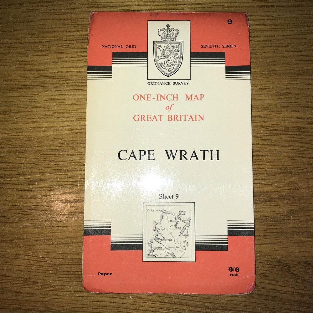 Vintage Ordnance Survey One Inch Cape Wrath 1967 Map Sheet 9