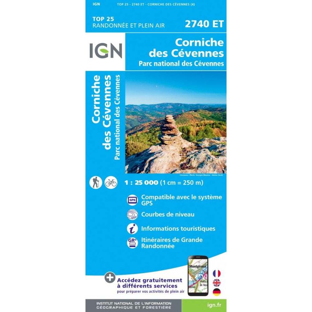 France 1:25K map 2740ET: Corniche des Cevennes & Parc National des Cevennes