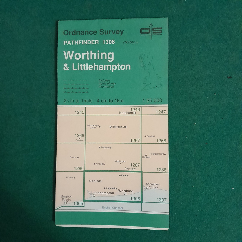 OS PATHFINDER 1306 WORTHING & LITTLEHAMPTON WALKERS MAP 1:25 000 SCALE