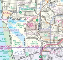 City of San Francisco Detailed Arterial Wall Map w/Zip Codes *2 Big Sizes*
