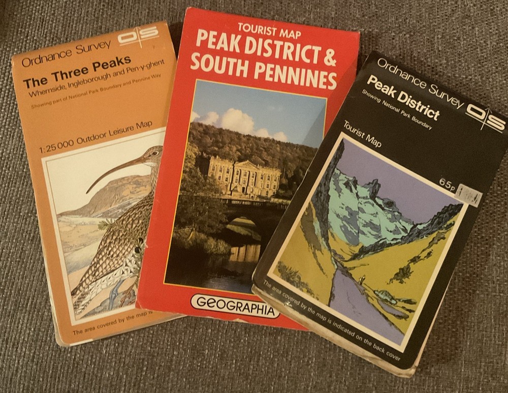 Peak District Maps x 3 – Ordnance Survey x 2/Tourist Map x 1 –