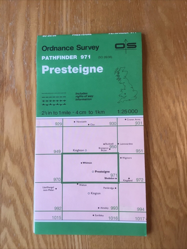 1988 Ordnance Survey Pathfinder Map 971 SO 26/36 Presteigne (incl Whitton )